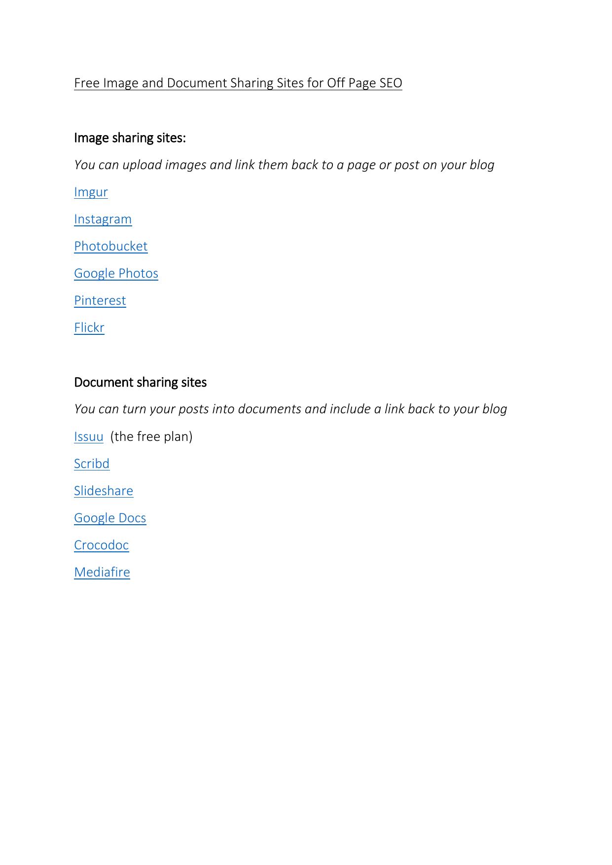 5.1 Free Image and Document Sharing Sites for Off Page SEO.pdf by Julie Wilson