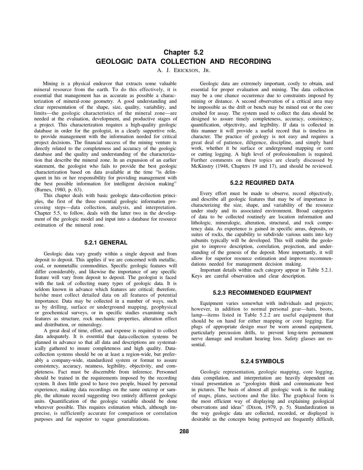 5.2 Geologic Data Collection and Recording by Society for Mining Metallurgy & Exploration Inc