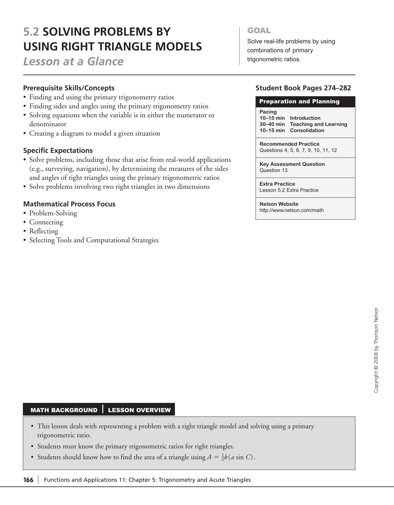 5.2 Solving Problems Using Right-Triangle Models, pp.166-169 by Unknown