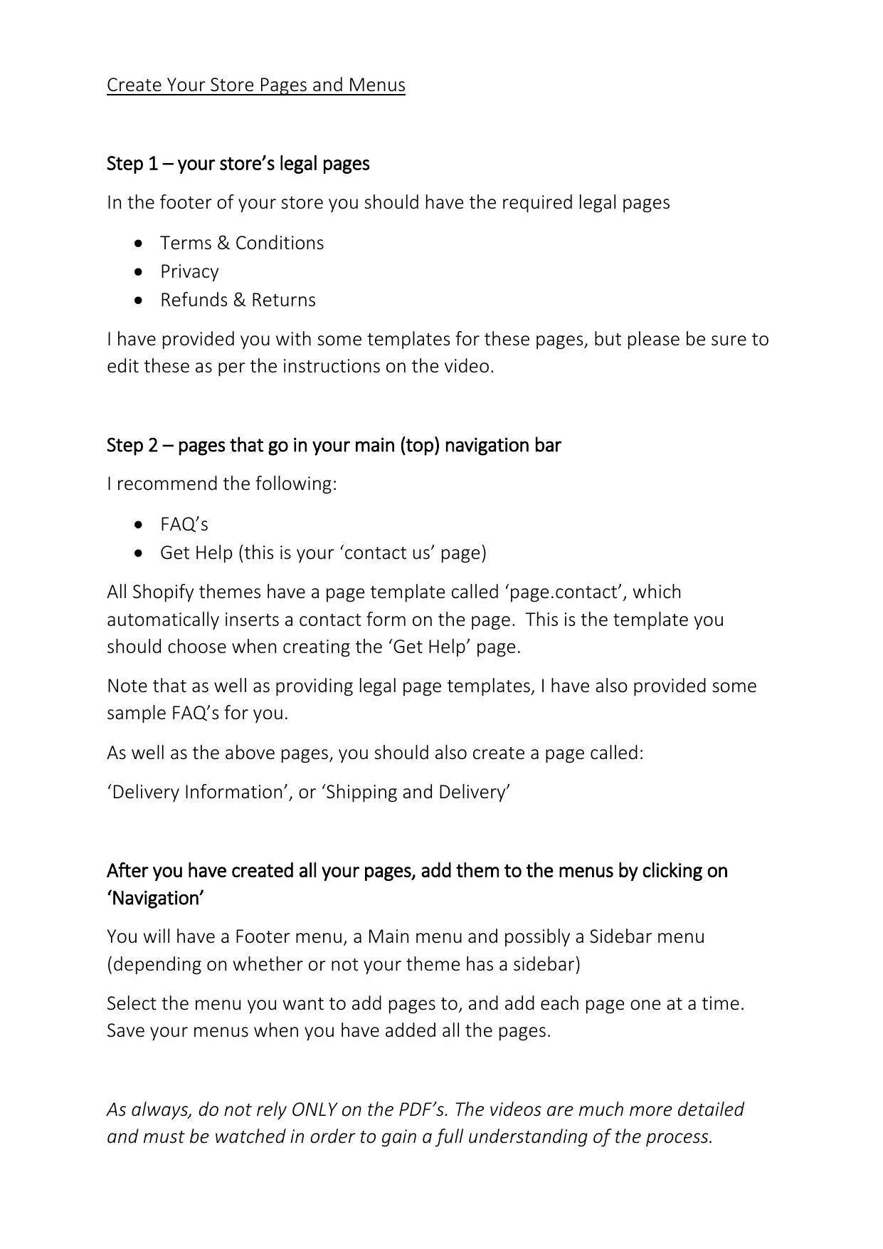 5.3 Create Your Store Pages and Menus.pdf by Julie Wilson
