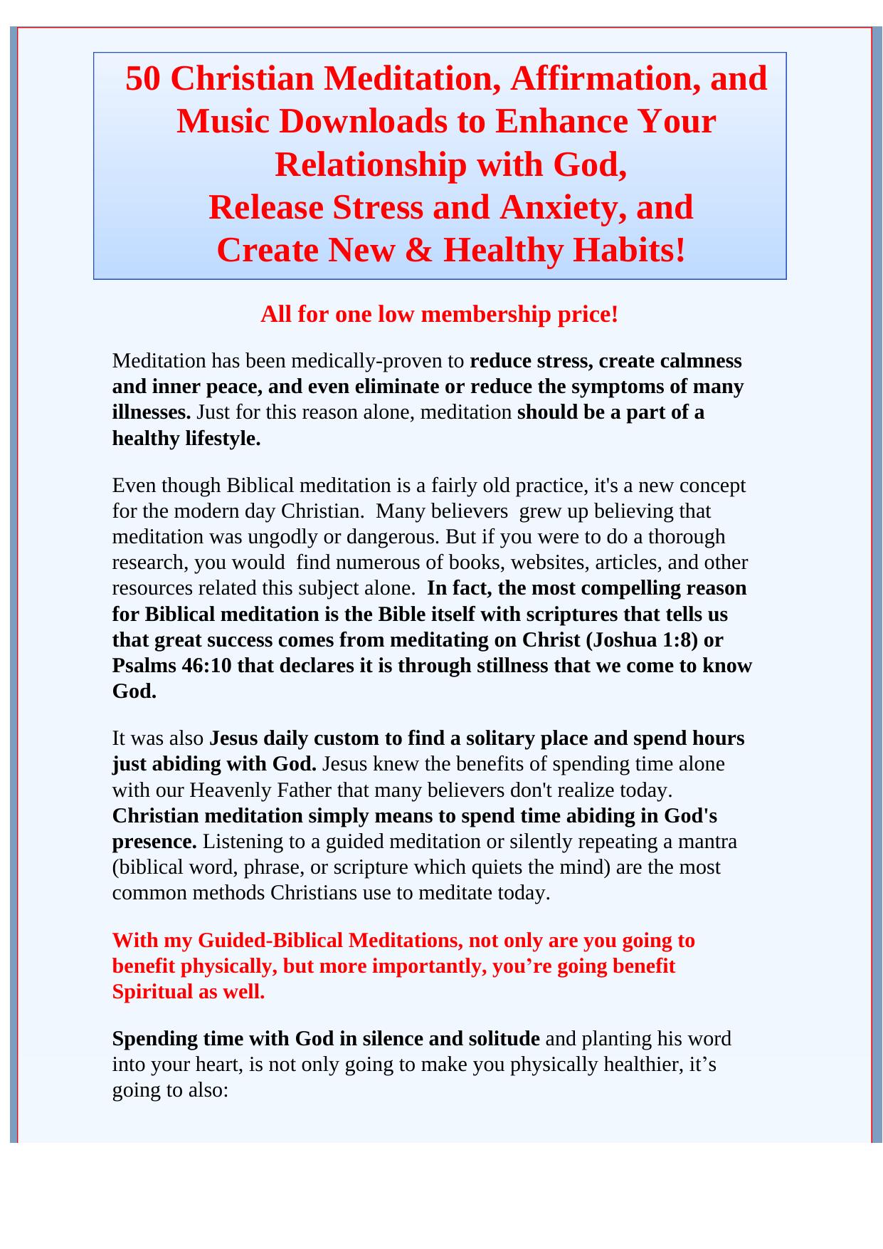 50 Christian Meditation, Affirmation, & Music Mp3 Downloads. by Best of Kuszter's Collection