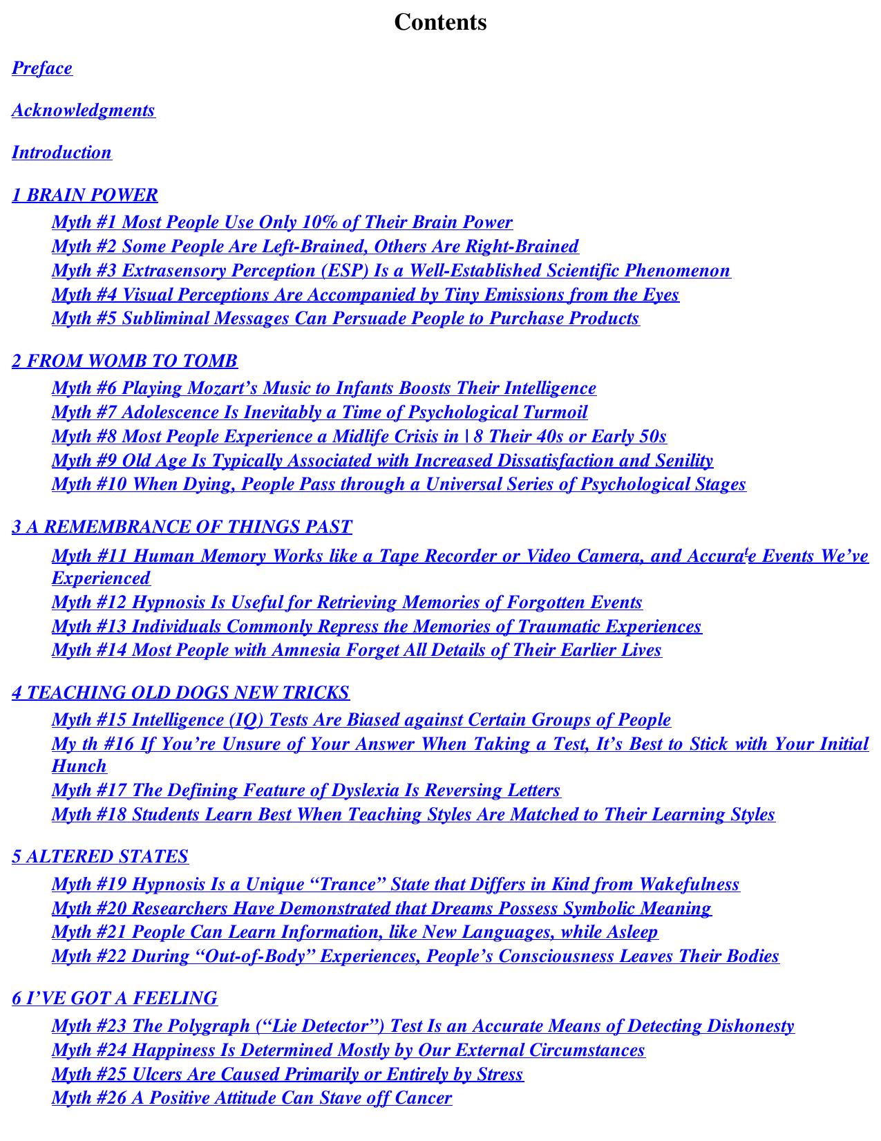 50 GREAT MYTHS OF POPULAR PSYCHOLOGY by Scott O. Lilienfeld & Steven Jay Lynn & John Ruscio & Barry L. Beyerstein