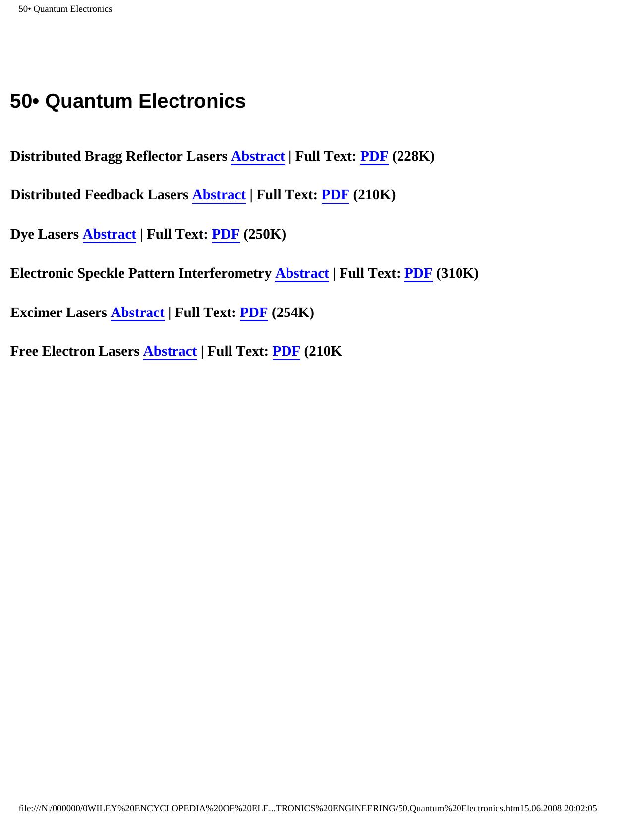50.Quantum Electronics by John G. Webster (Editor)