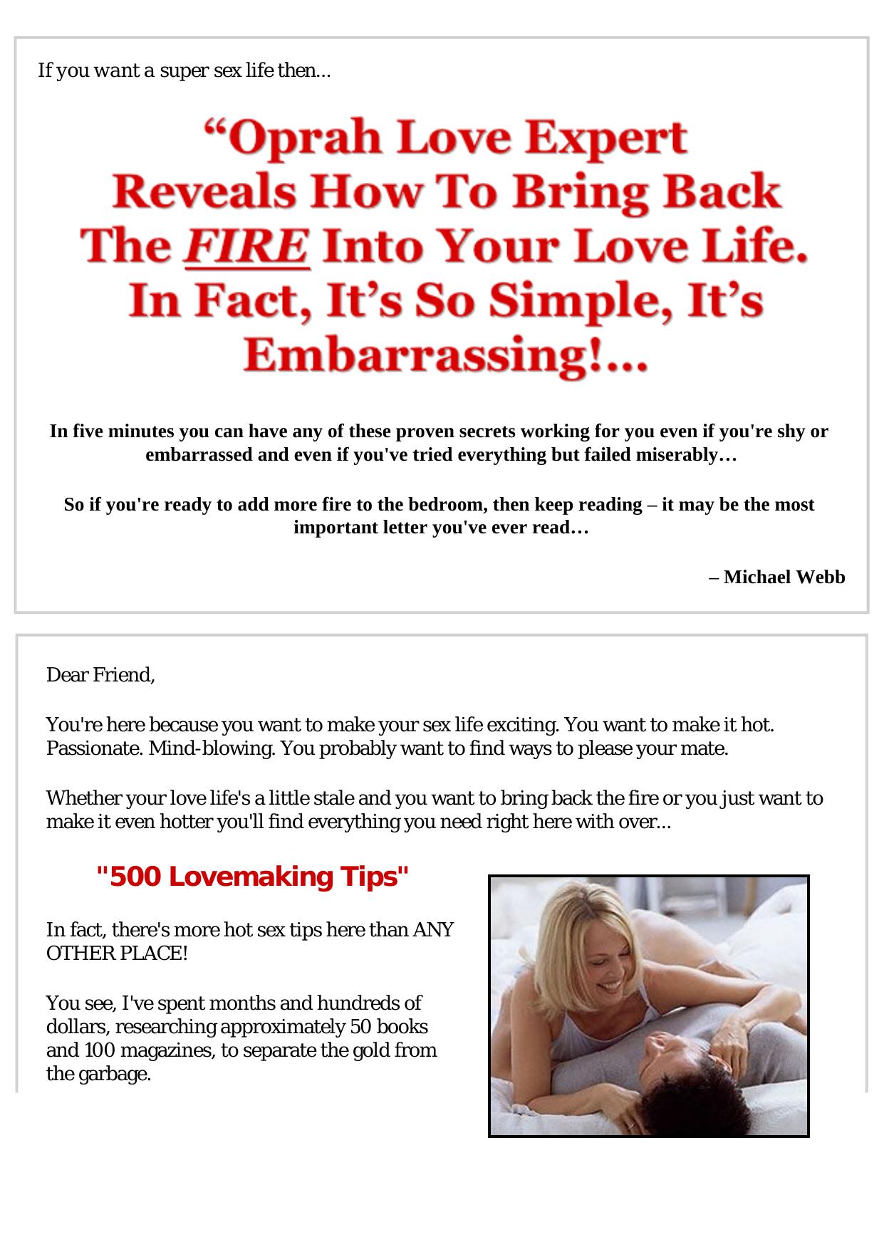 500 Lovemaking Tips & Secrets. by Best of Kuszter's Collection