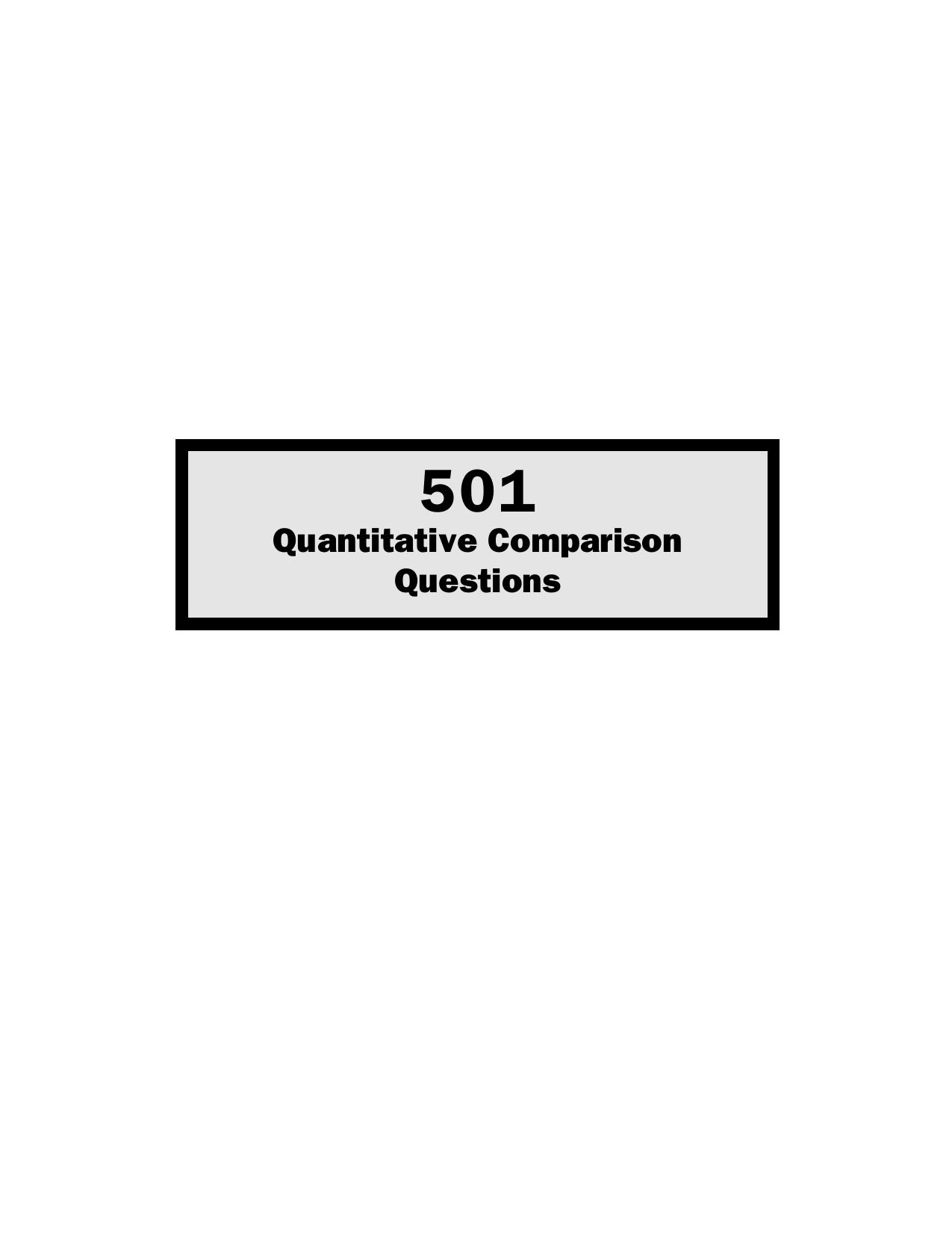 501 Quantitative Comparison Questions: Master This Specialized Math Skill and Score Higher! by LearningExpress Editors
