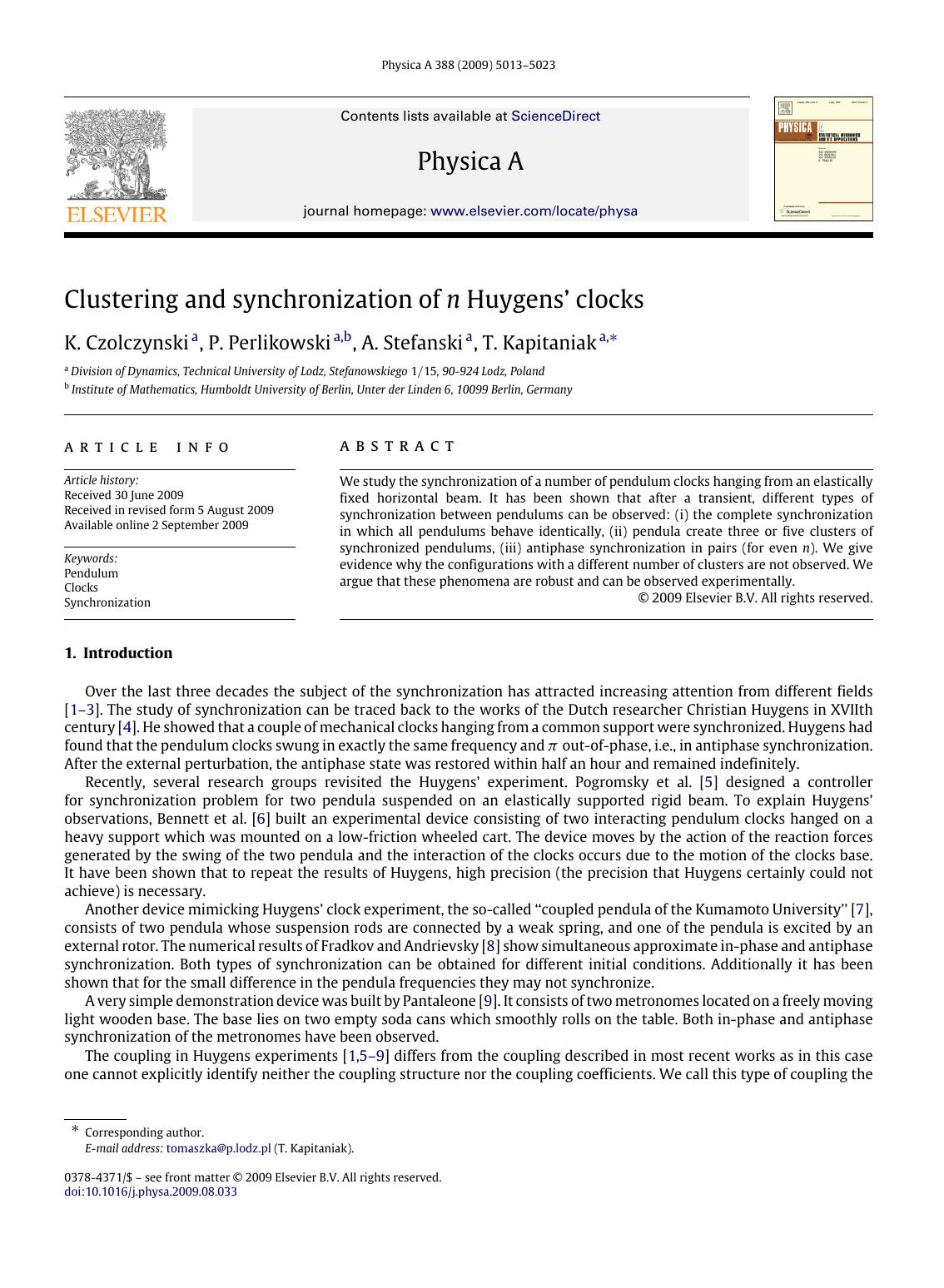 5013-5023 by K. Czolczynski; P. Perlikowski; A. Stefanski; T. Kapitaniak
