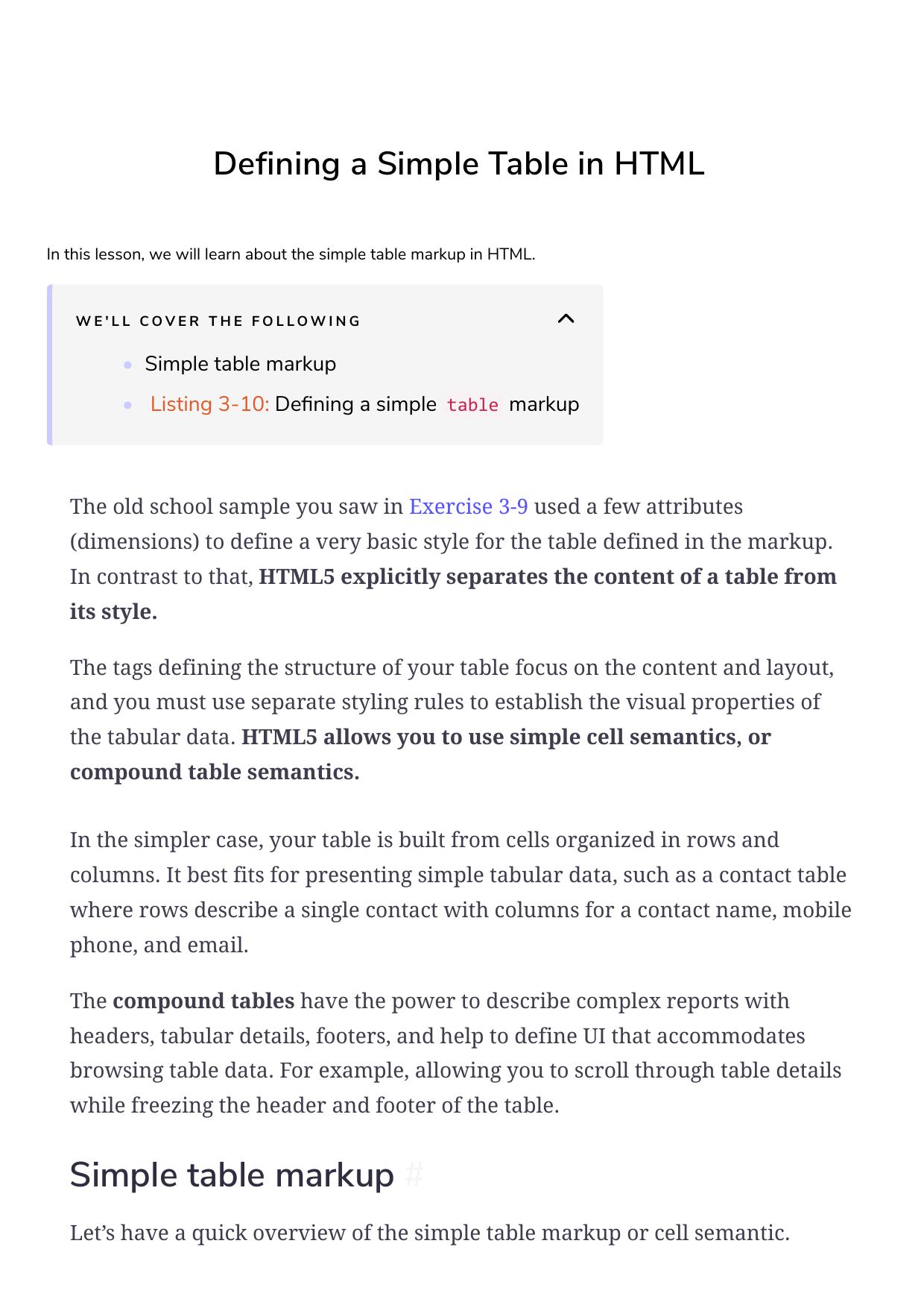 52 Defining a Simple Table in HTML by Unknown