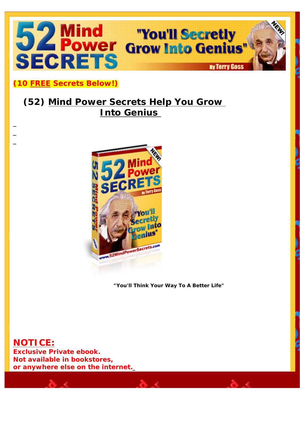 52 Mind Power Secrets. by Best of Kuszter's Collection