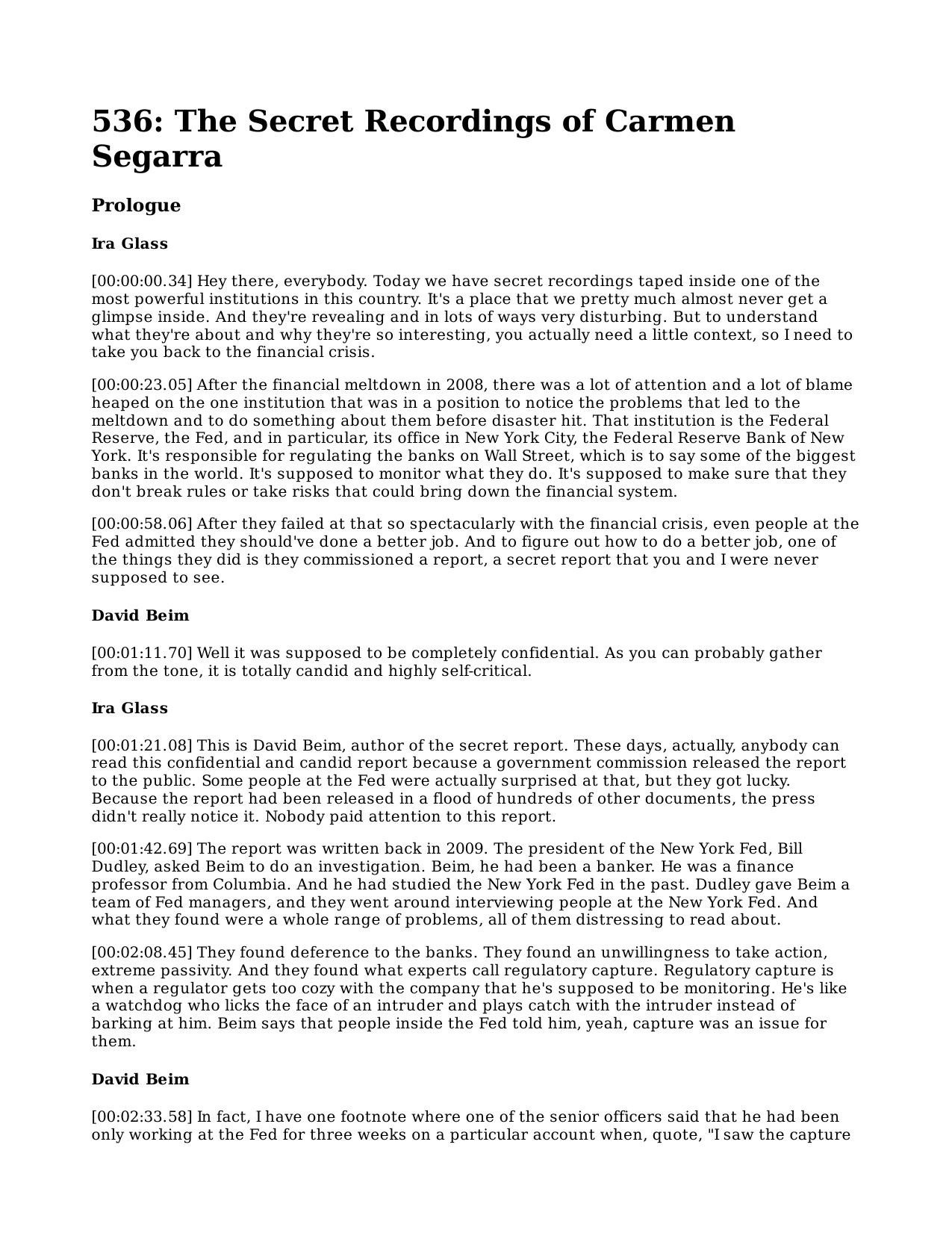 536 The Secret Recordings of Carmen Segarra by unknow