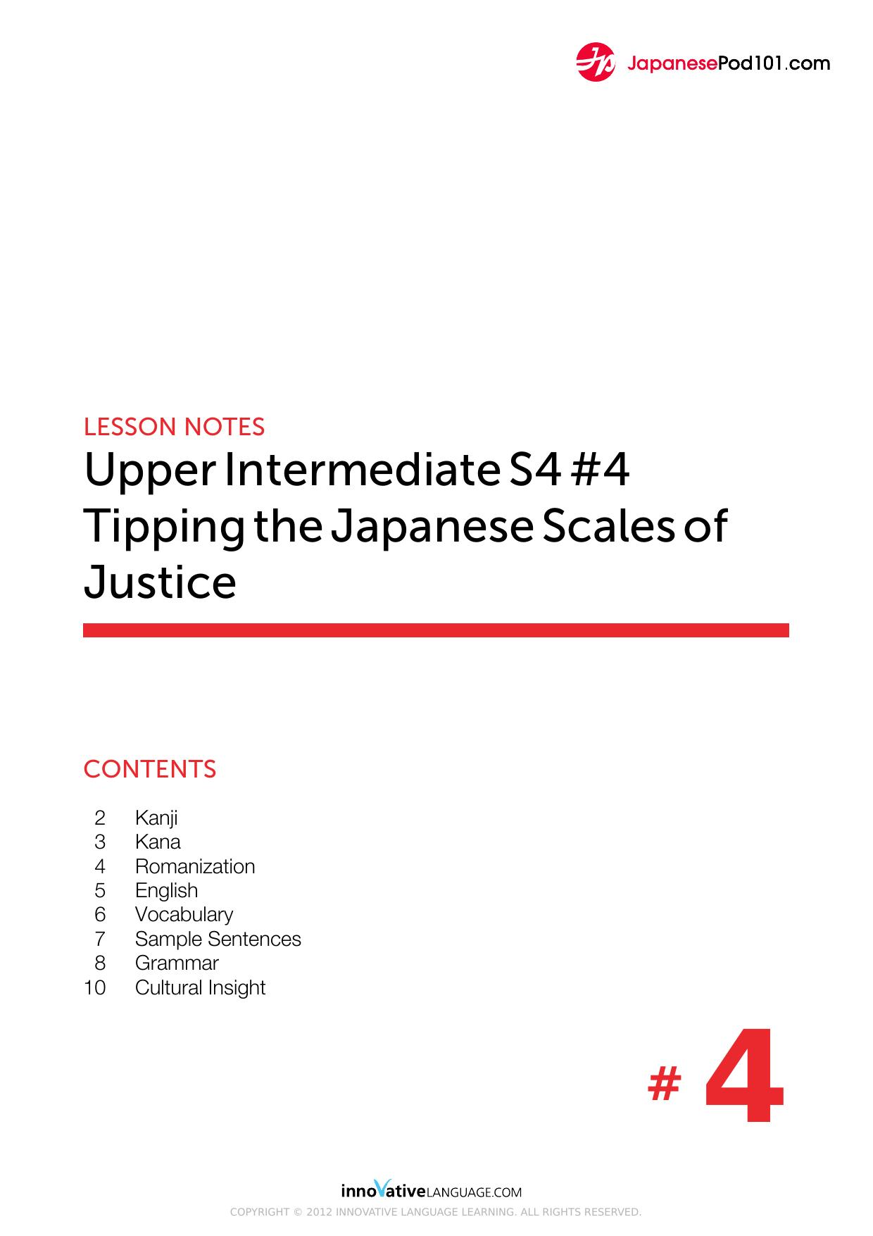 54. Tipping the Japanese Scales of Justice by Lesson Notes