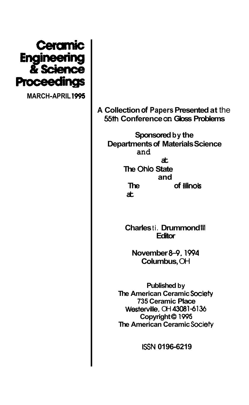 55th Conference on Glass Problems by John B. Wachtman