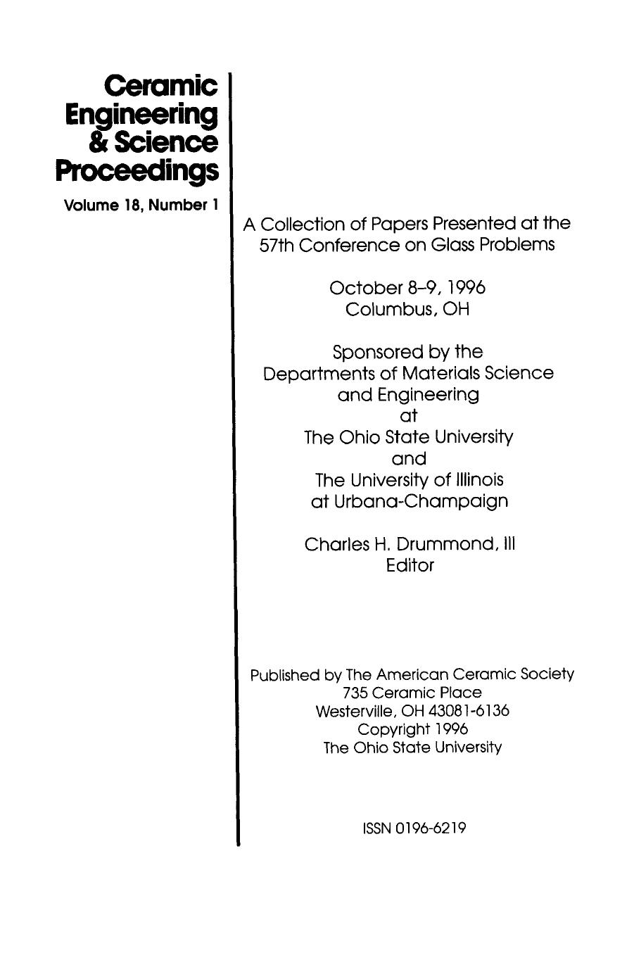 57th Conference on Glass Problems by Charles H. Drummond III