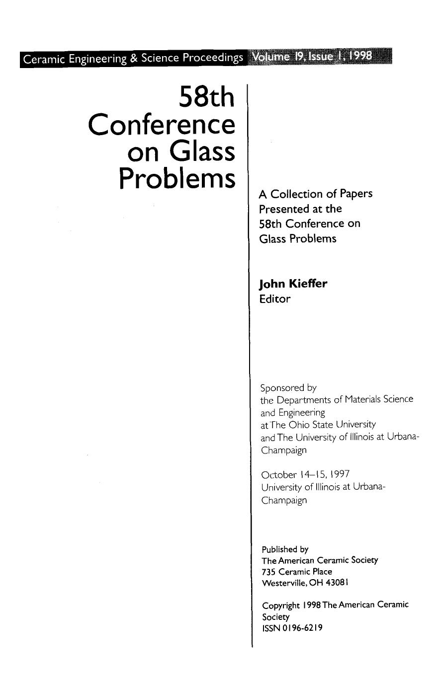 58th Conference on Glass Problems by John Kieffer