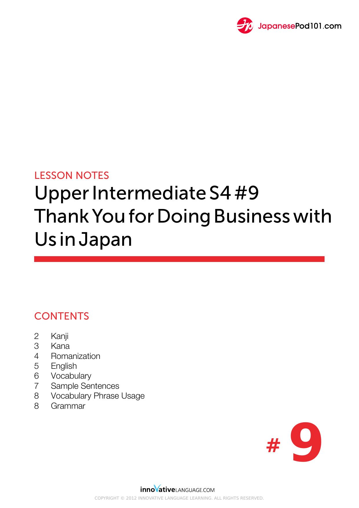 59. Thank You for Doing Business with Us in Japan by Lesson Notes