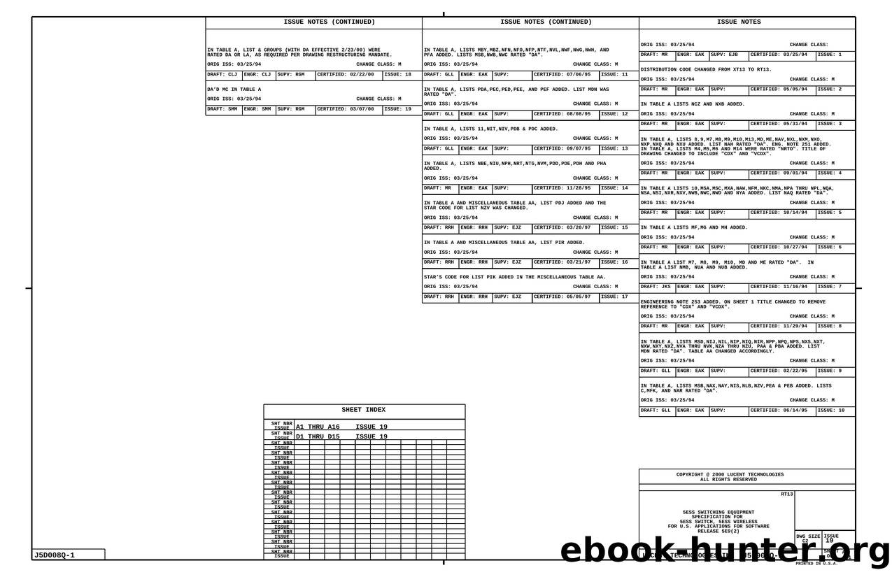 5ESS SWITCHING EQUIPMENT SPECIFICATION FOR 5ESS SWITCH, 5ESS WIRELESS FOR U.S. APPLICATIONS FOR SOFTWARE RELEASE 5E9 (2) by Unknown
