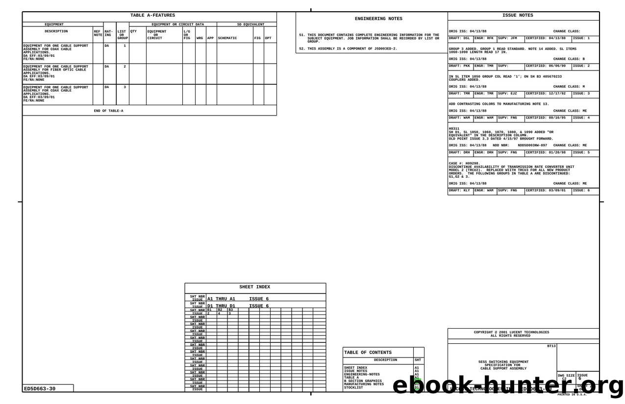 5ESS SWITCHING EQUIPMENT SPECIFICATION FOR CABLE SUPPORT ASSEMBLY by Unknown