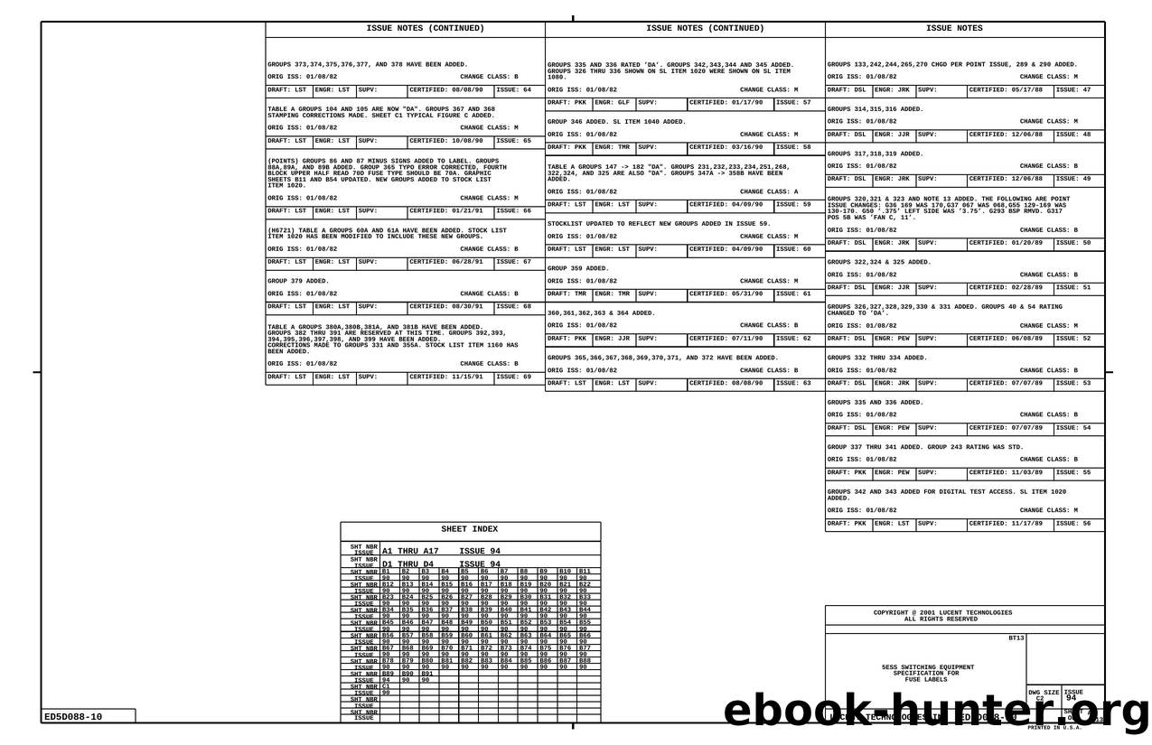 5ESS SWITCHING EQUIPMENT SPECIFICATION FOR FUSE LABELS by Unknown