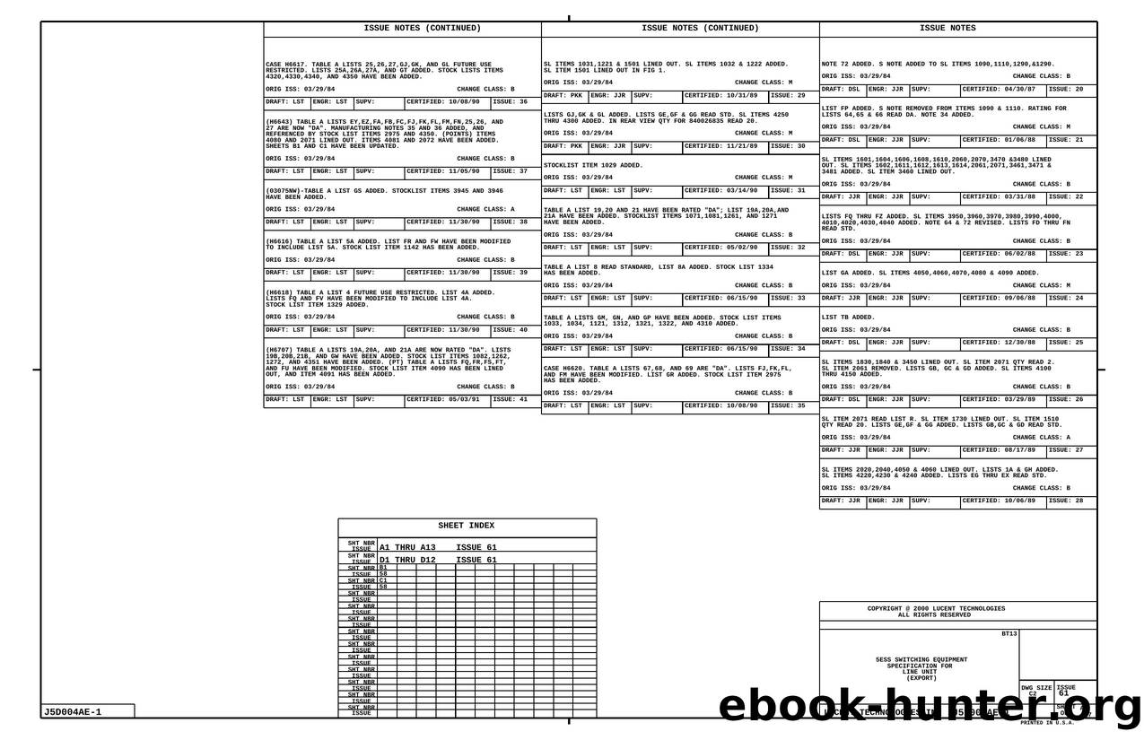5ESS SWITCHING EQUIPMENT SPECIFICATION FOR LINE UNIT (EXPORT) by Unknown