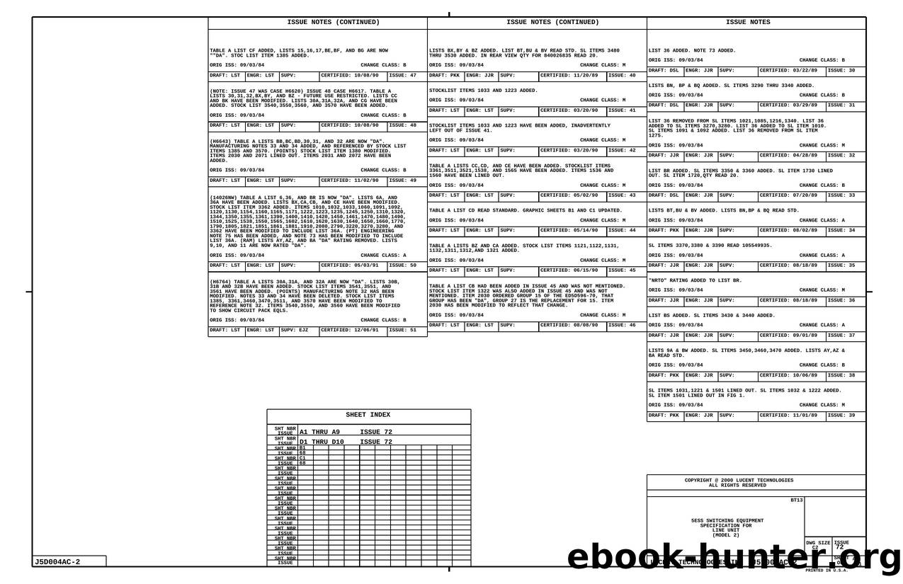5ESS SWITCHING EQUIPMENT SPECIFICATION FOR LINE UNIT (MODEL 2) by Unknown