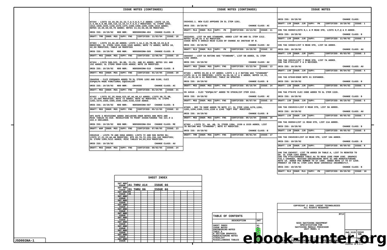 5ESS SWITCHING EQUIPMENT SPECIFICATION FOR SWITCHING MODULE PROCESSOR UNIT MODEL 4 by Unknown