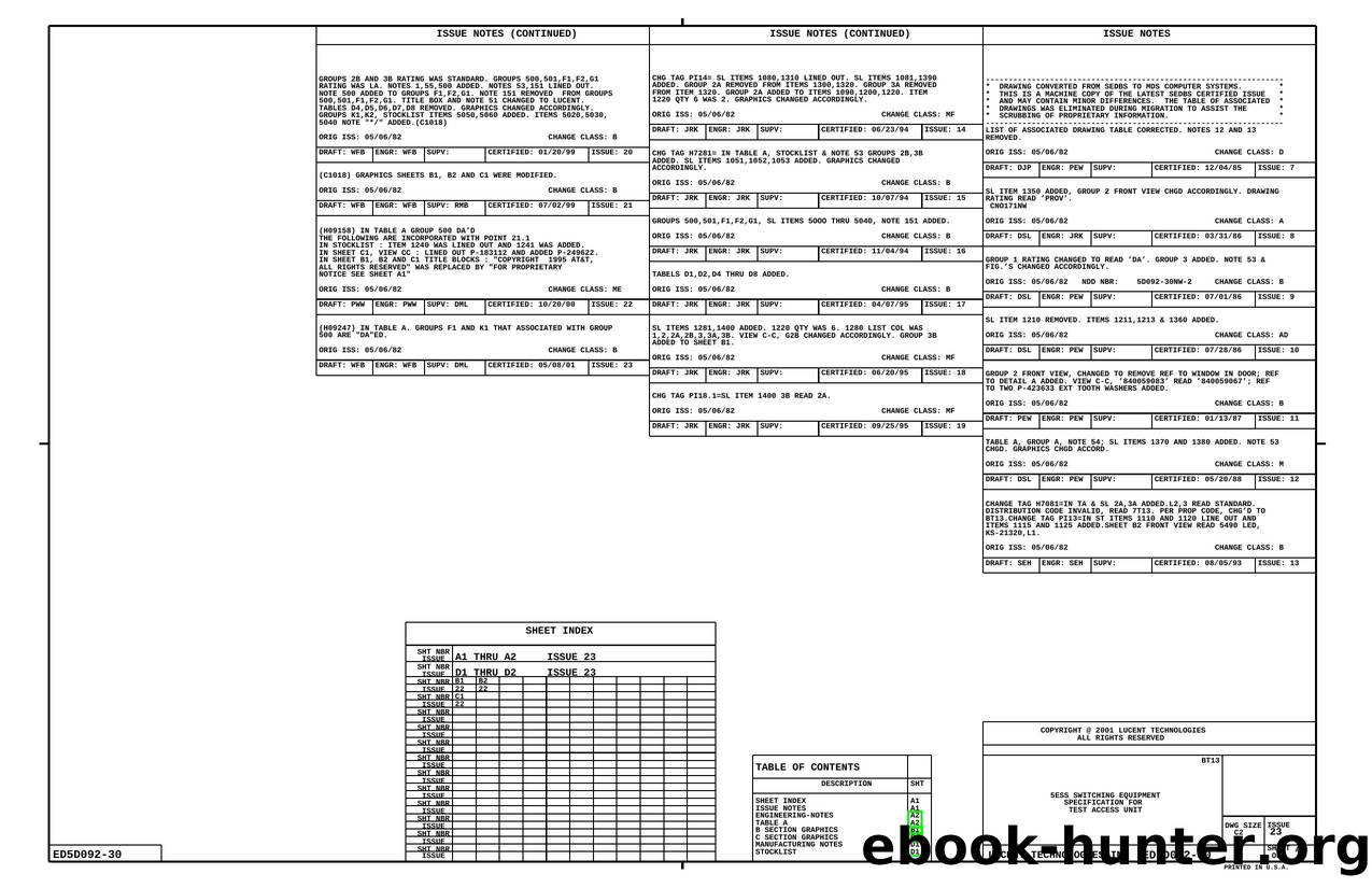5ESS SWITCHING EQUIPMENT SPECIFICATION FOR TEST ACCESS UNIT by Unknown