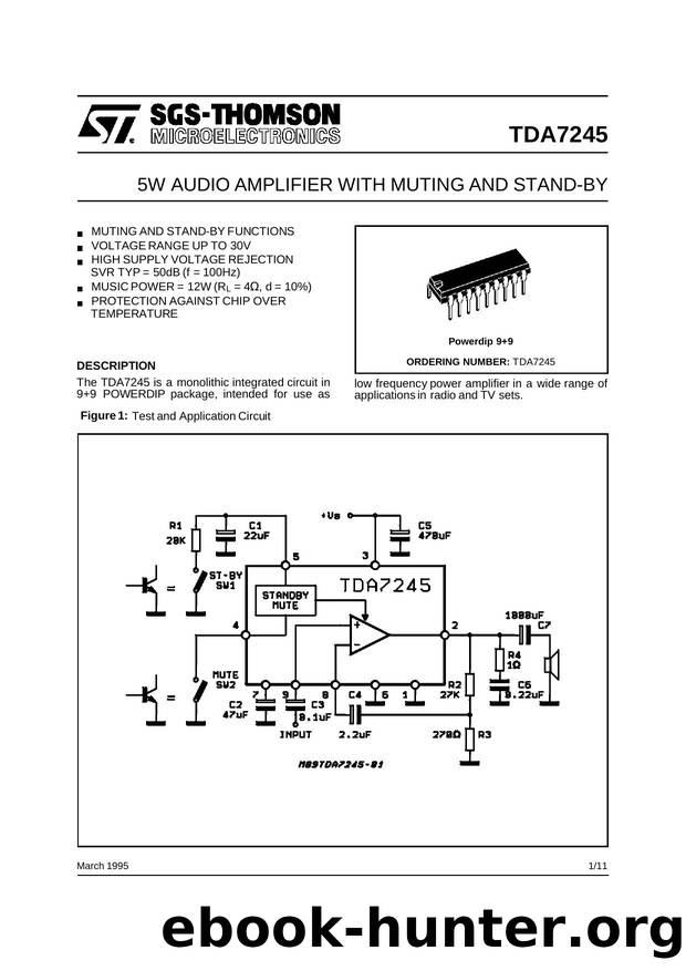 5W AUDIO AMPLIFIER WITH MUTING AND STAND-BY by SGS-THOMSON Microelectronics