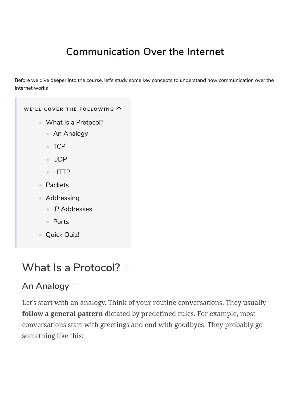 6 Communication Over the Internet by Unknown