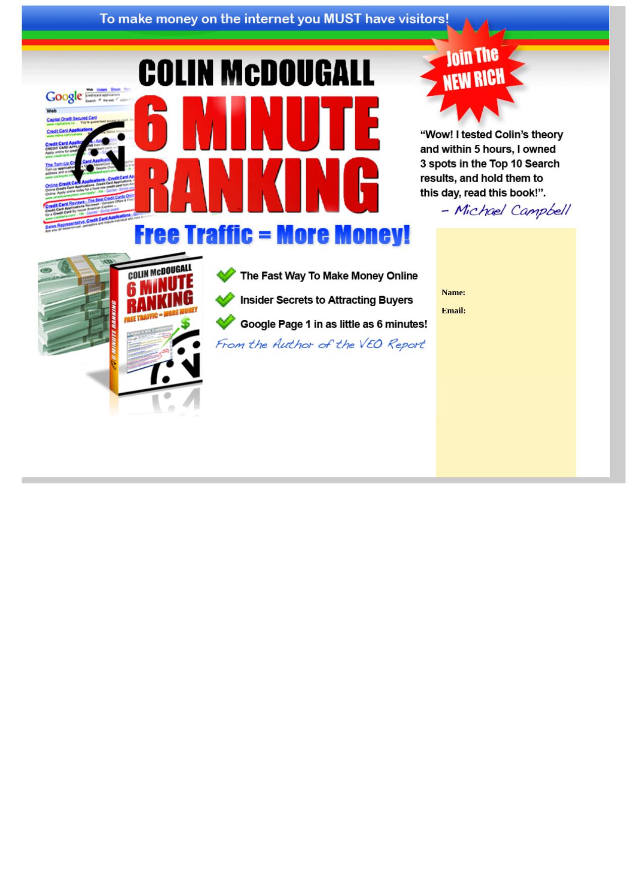 6 Minute Rankings - Secrets To Getting Top Ten Google Rankings Fast. by Best of Kuszter's Collection