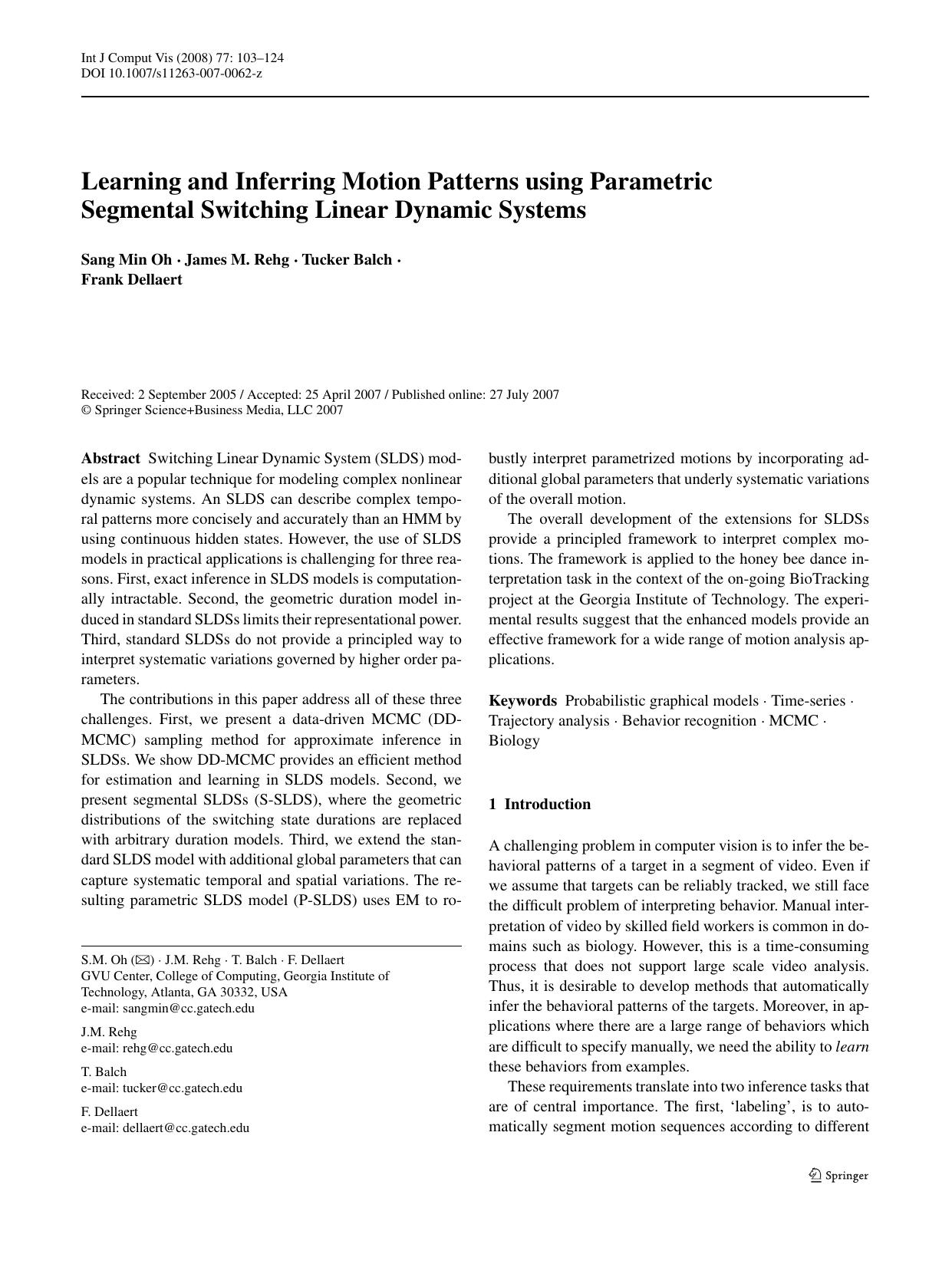 6-Learning and Inferring Motion Patterns using Parametric Segmental Switching Linear Dynamic Systems by Unknown