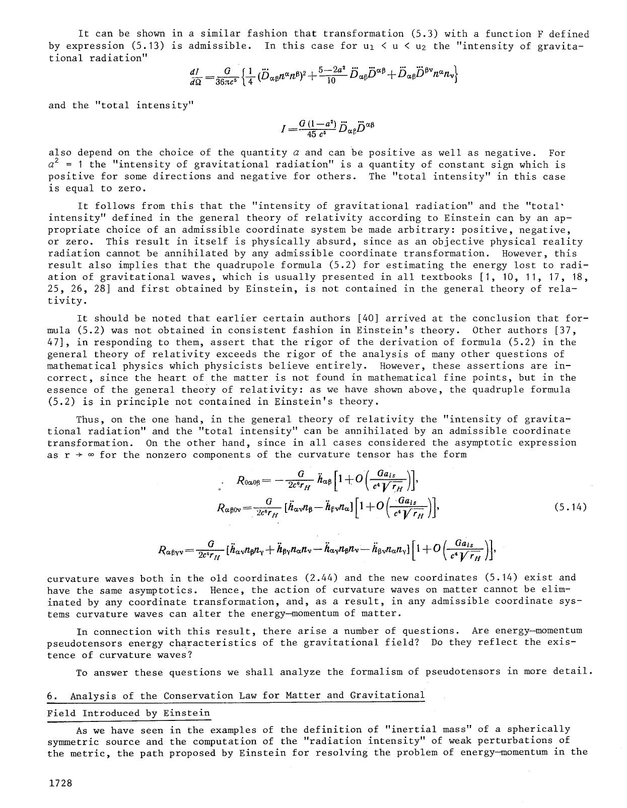 6. Analysis of the conservation law for matter and gravitational field introduced by Einstein by Unknown