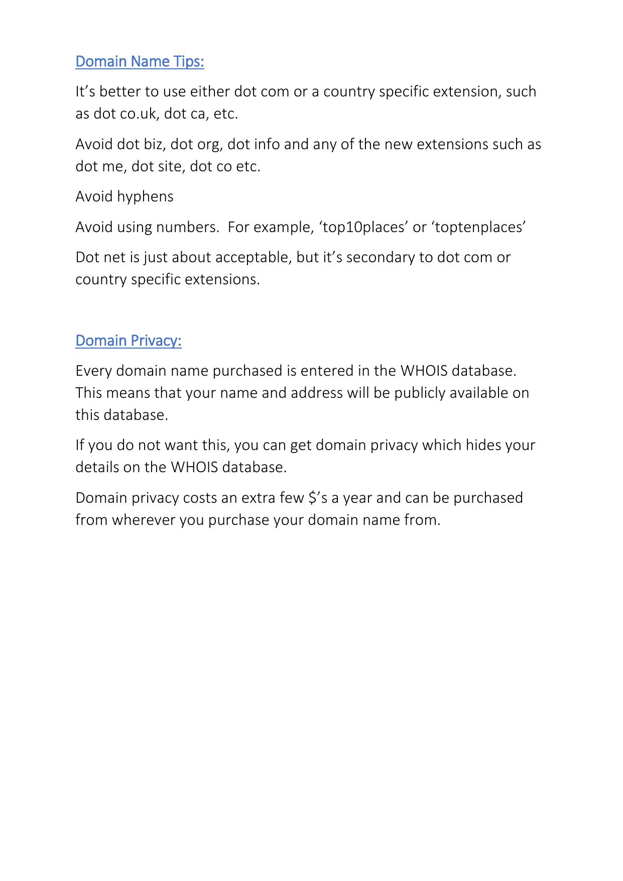 6.1 Domain Name Tips.pdf by Julie Wilson