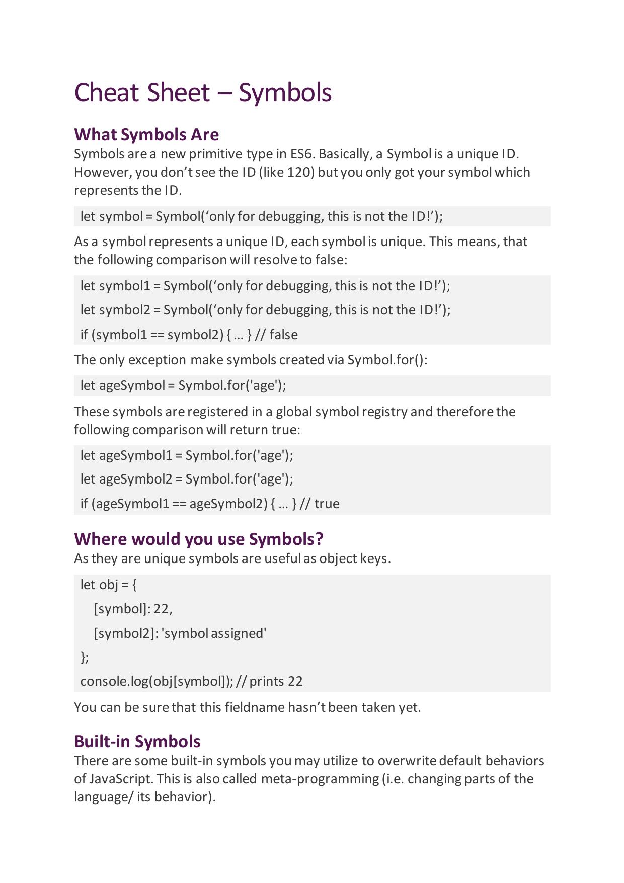 6.1 Symbols Cheat Sheet.pdf by Maximilian Schwarzmüller