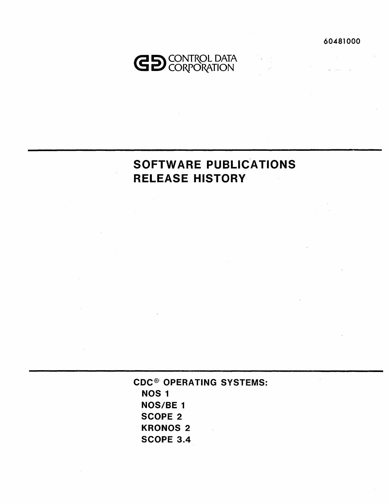 60481000H Software Publications Release History Jun80 by Unknown