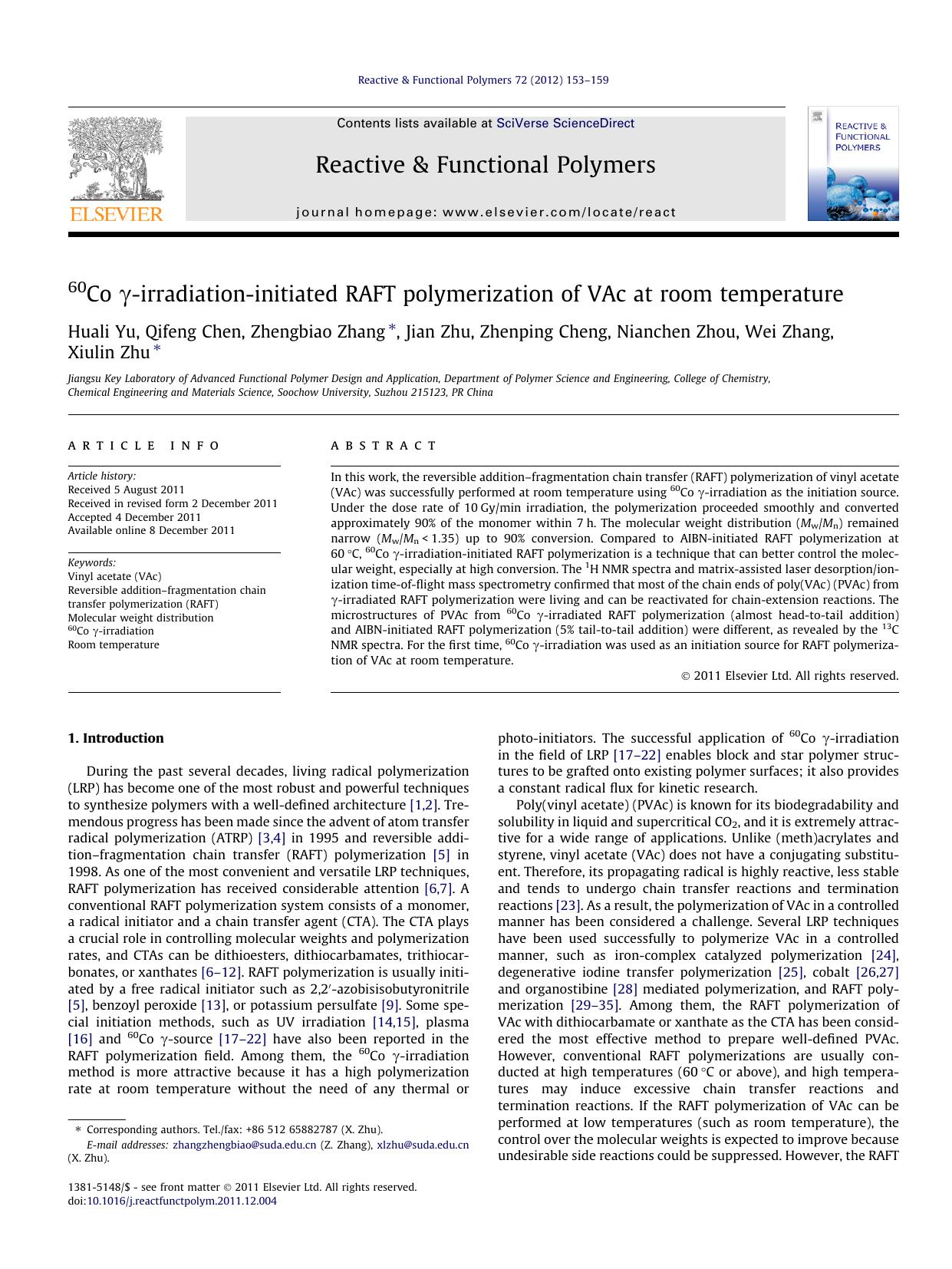 60Co ÃÂ³-irradiation-initiated RAFT polymerization of VAc at room temperature by unknow
