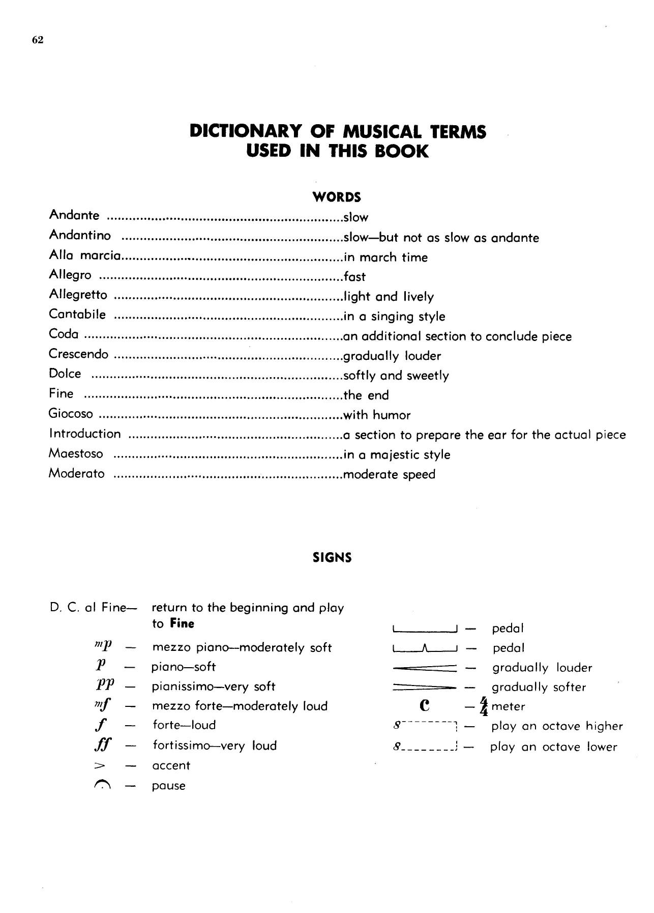 62 music terms by Unknown