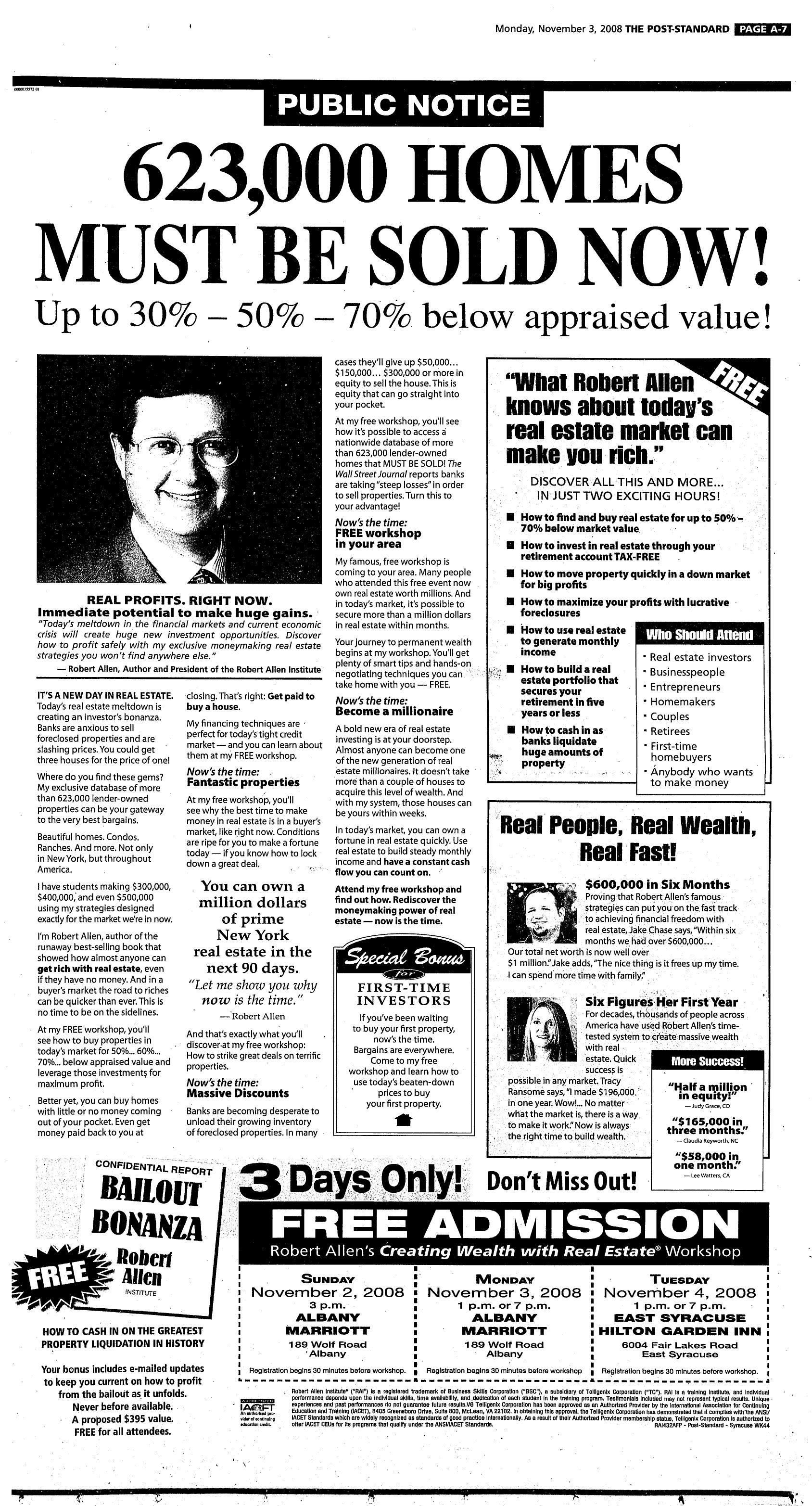 623000 Homes Must Be Sold Now by Copyright 2010 Heritage Microfilm Inc. & Newspaperarchive.com