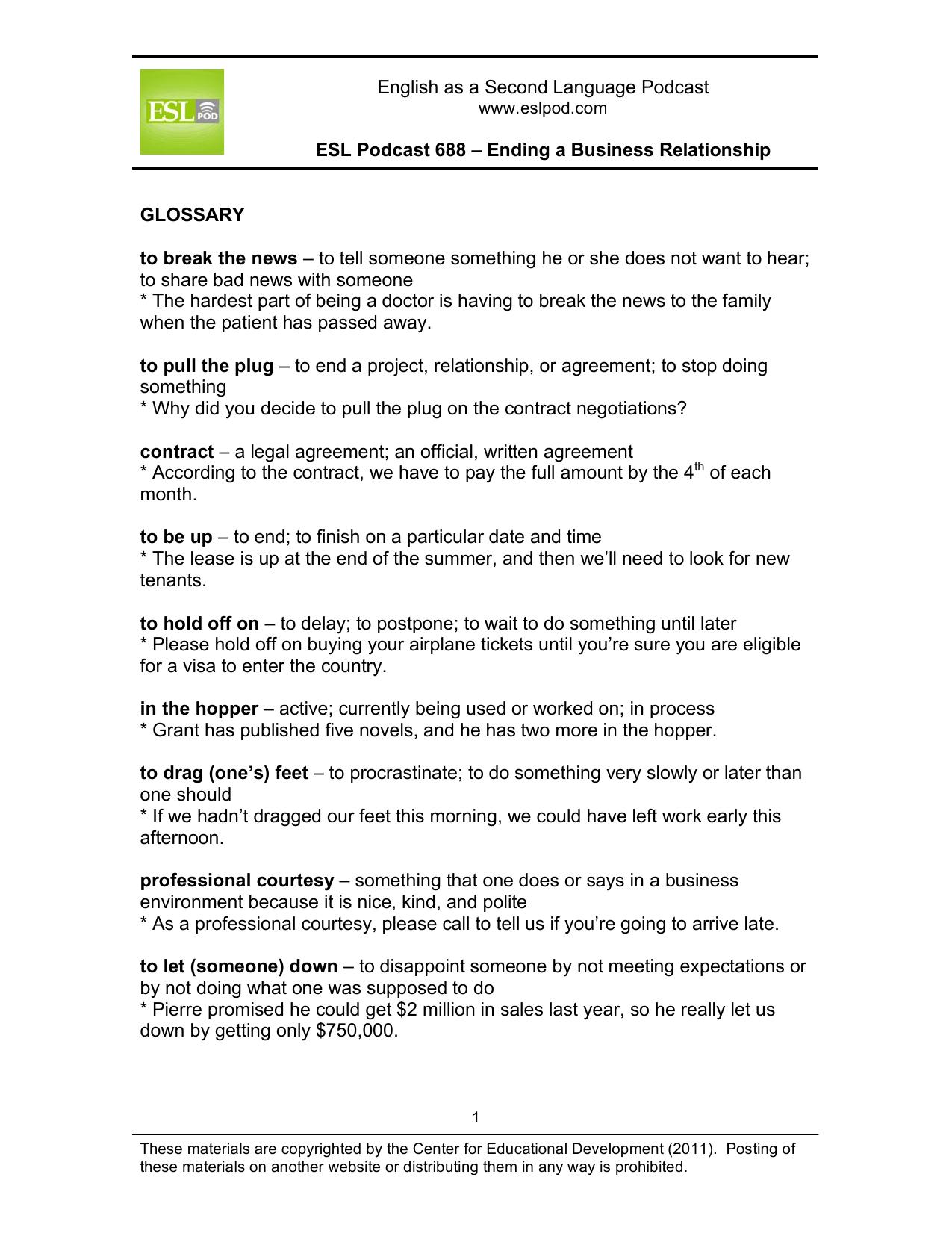 688 â Ending a Business Relationship Editor by Jeff McQuillan