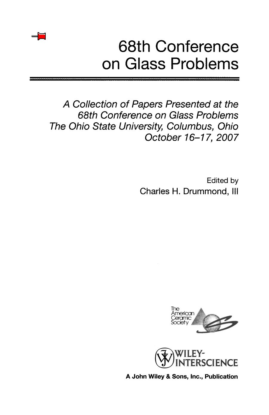 68th Conference on Glass Problems by Charles H. Drummond III