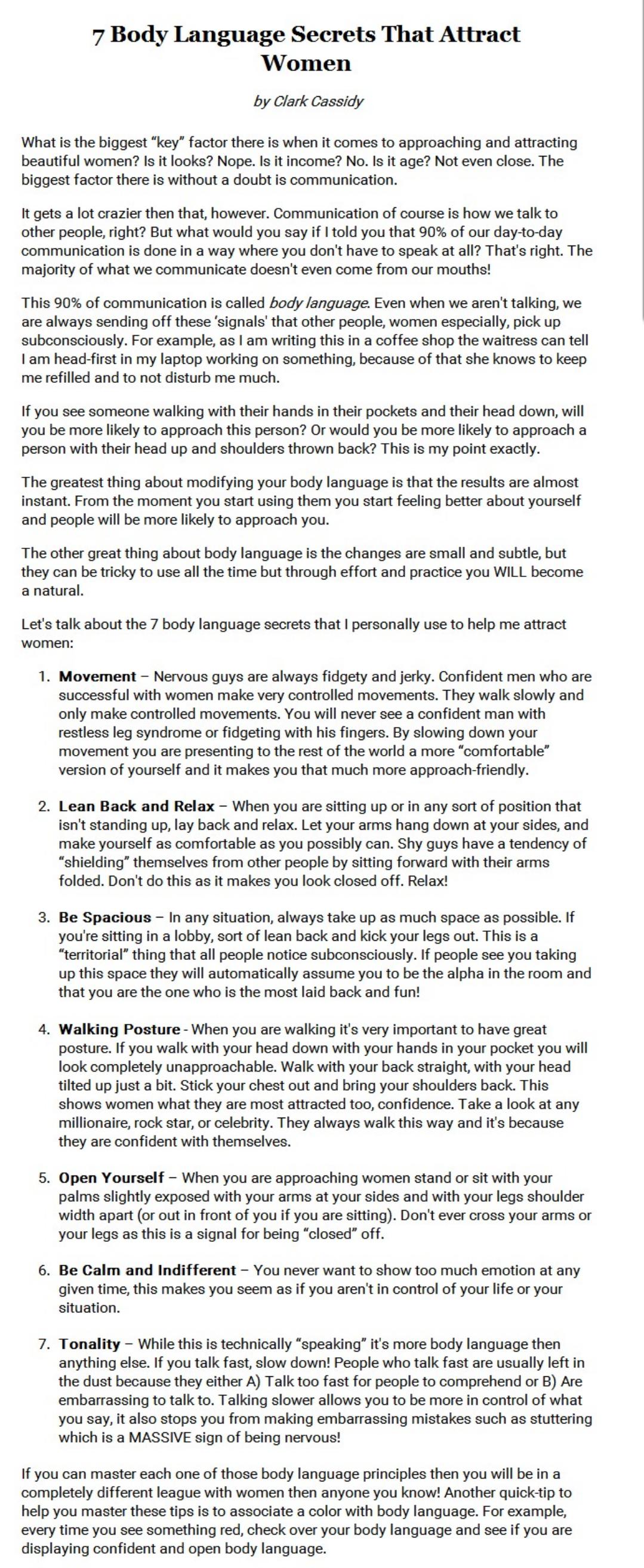 7 Body Language Secrets That Attract Women by Unknown