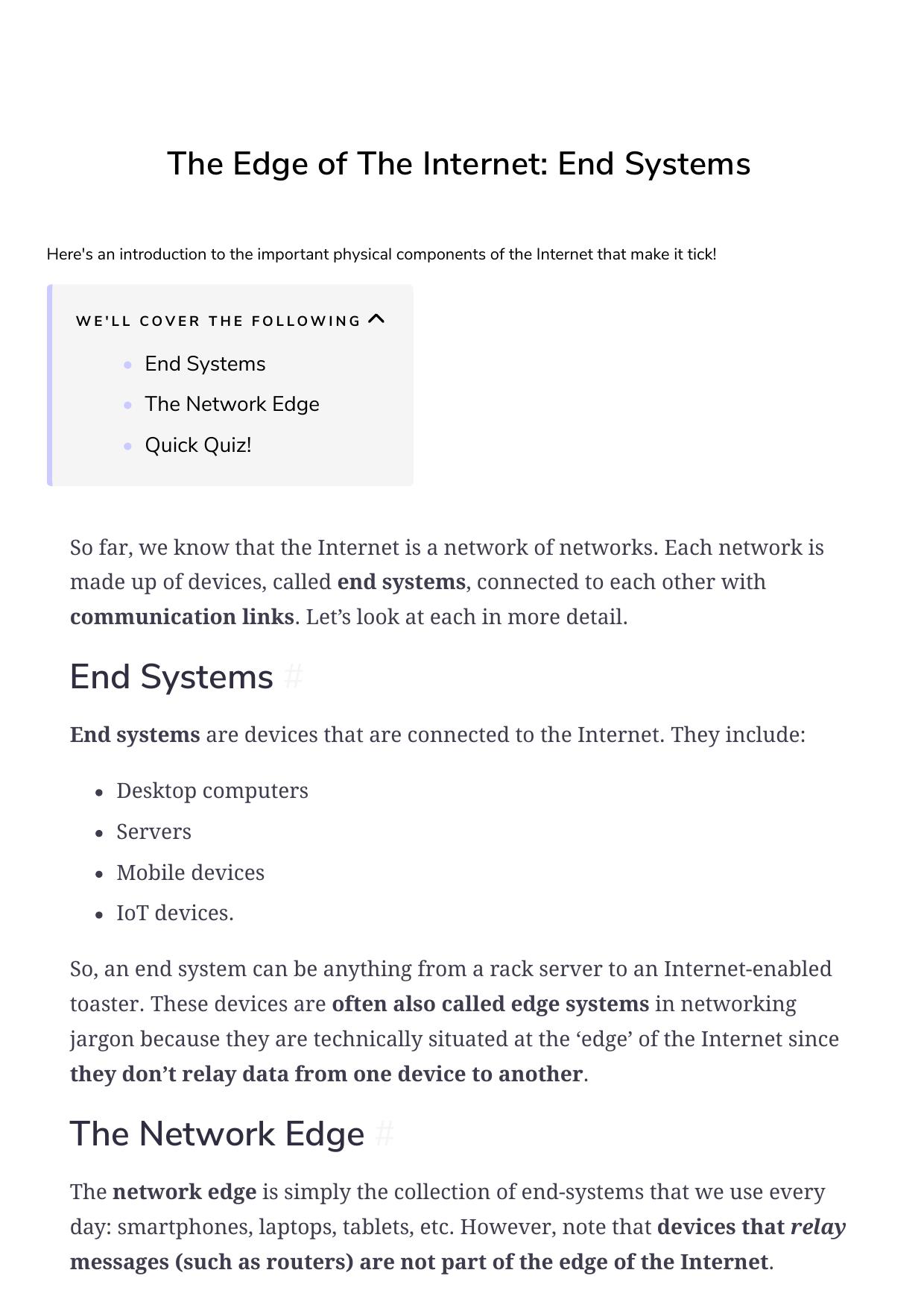 7 The Edge of The Internet End Systems by Unknown