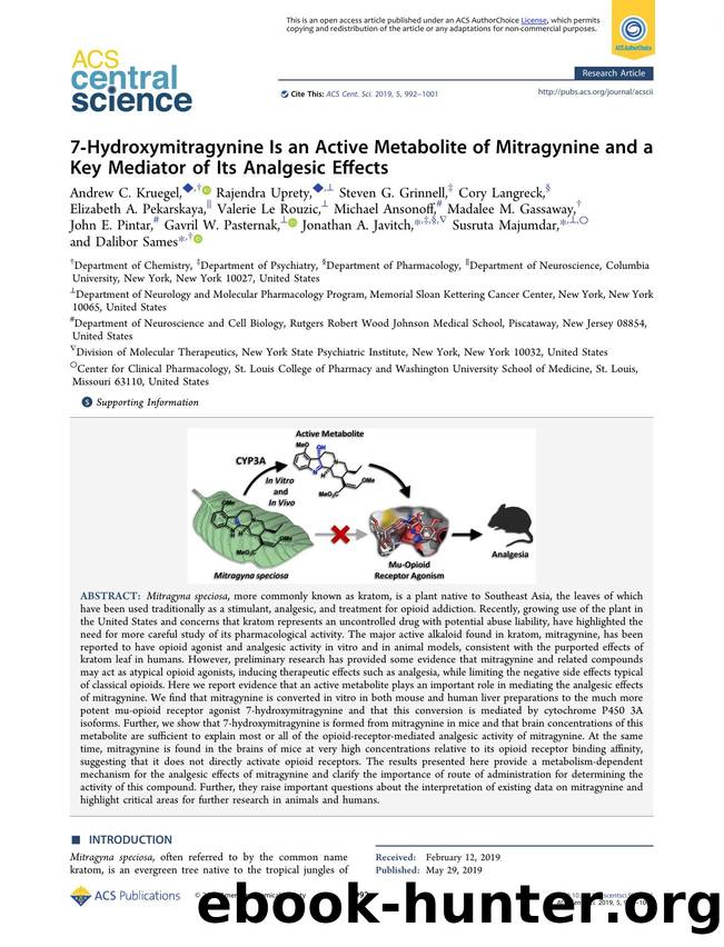7âHydroxymitragynine Is an Active Metabolite of Mitragynine and a Key Mediator of Its Analgesic Effects by unknow