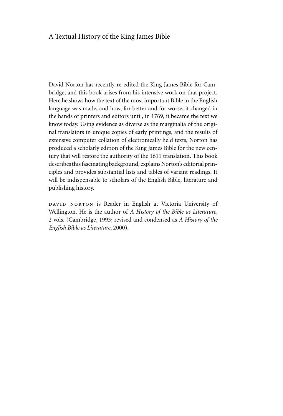 7- Norton by A Textual History of the King James Bible (2004)