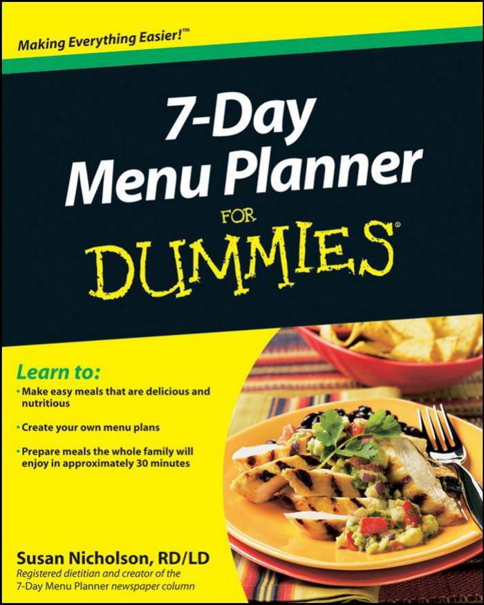 7-Day Menu Planner For Dummies by Unknow