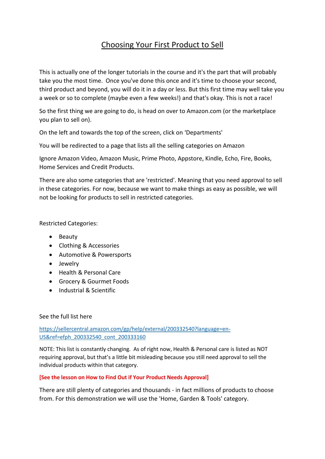 7.1 Choosing Your First Product to Sell V3.pdf by Julie Wilson