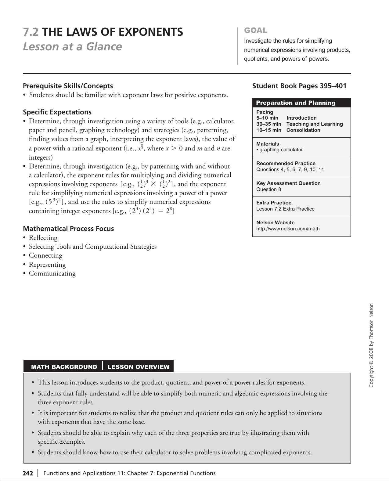 7.2 The Laws of Exponents, pp.242-245 by Unknown