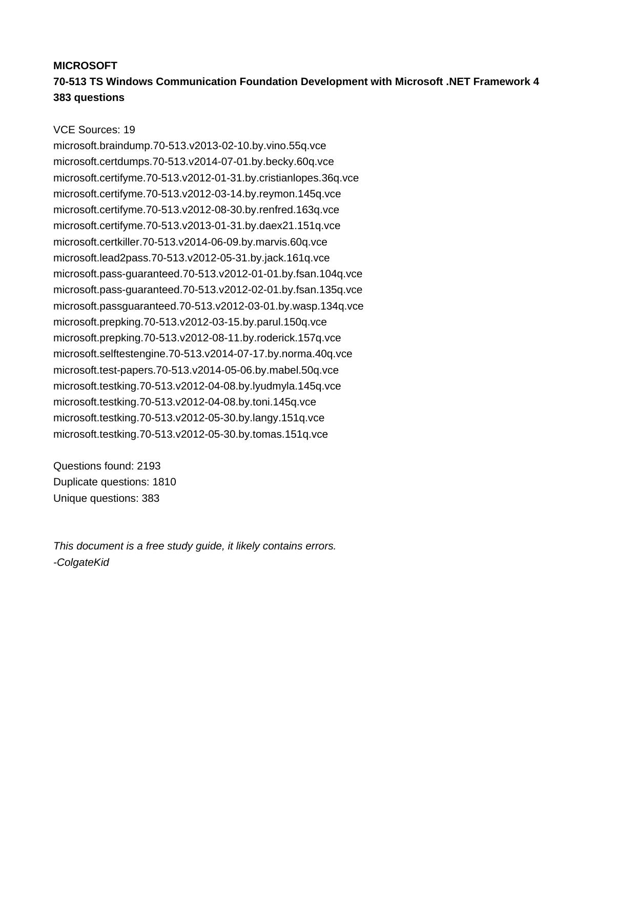 70-513 TS Windows Communication Foundation Development with Microsoft .NET Framework 4 by Unknown