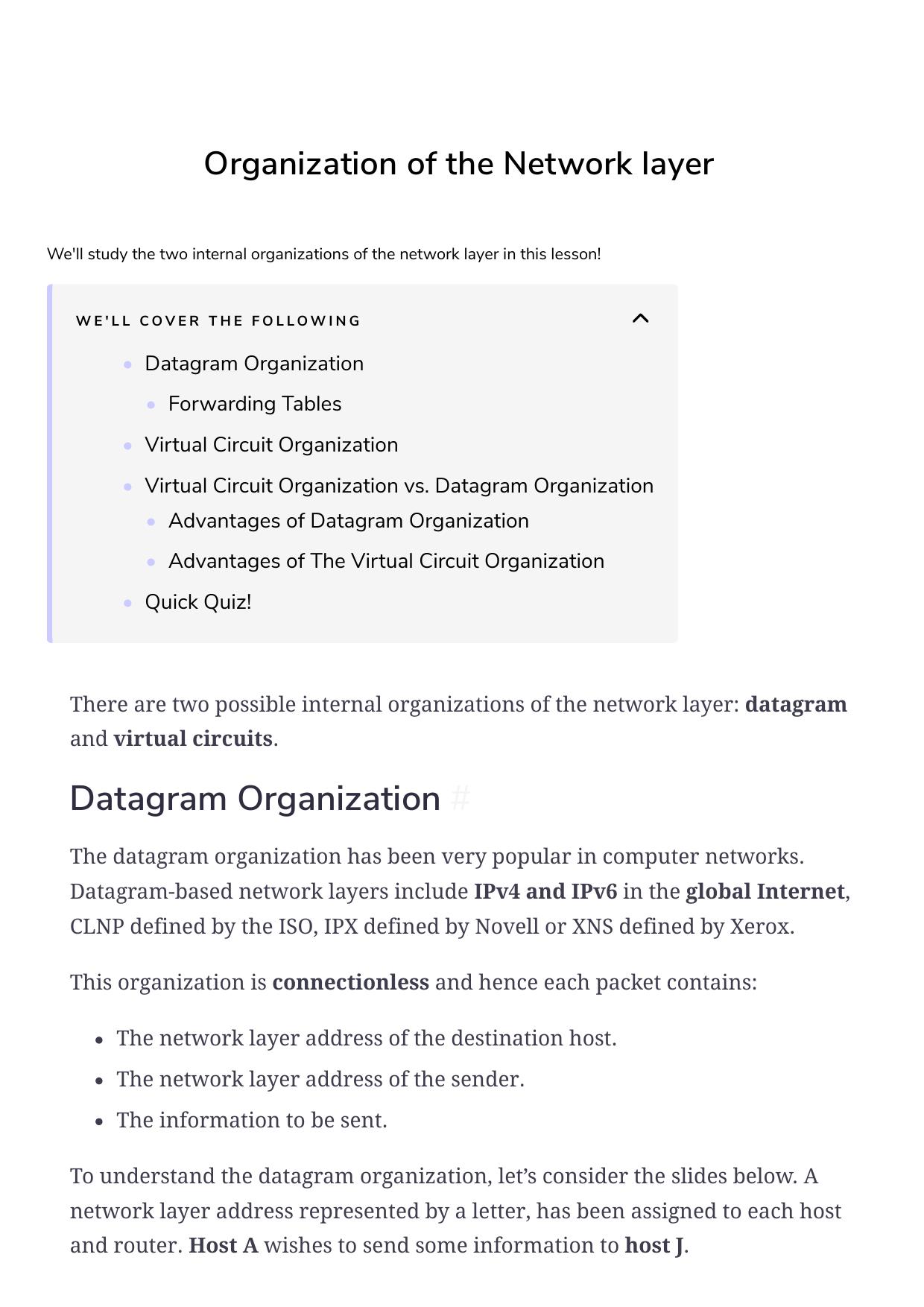 73 Organization of the Network layer by Unknown
