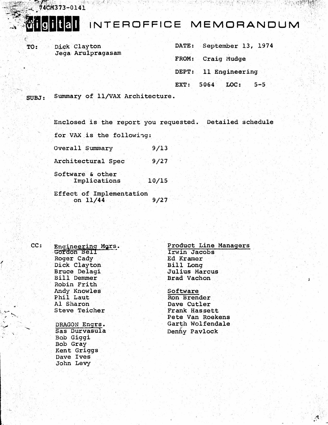 740913 Summary Of 11 VAX Architecture by Unknown