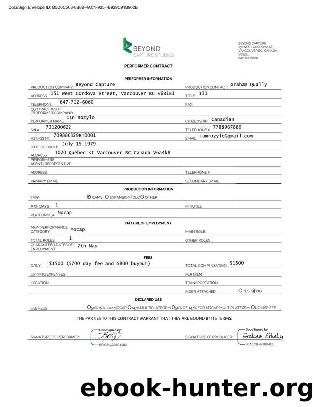7thMay I31 Ian Beyond - Actor Contract by Non Union