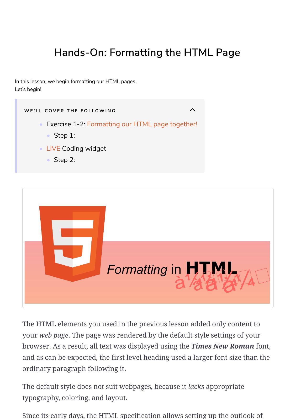 8 Hands On Formatting the HTML Page by Unknown